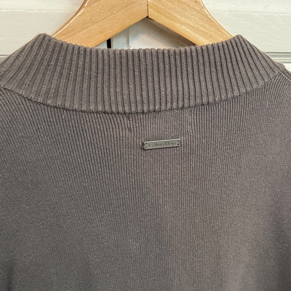 Calvin Klein Charcoal Full-Zip Academia Cardigan. Size L. - Picture 7 of 7